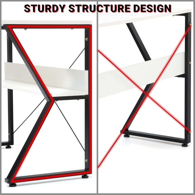 Livzing Study Table for Students Computer Table for Home Office Table with Storage Desktop Table Laptop Table Office Desk Computer Table with Storage Study Computer Desk for Home White - Image 5
