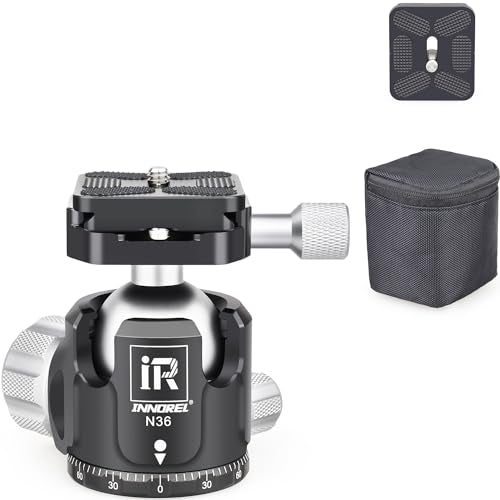 Innorel Low Profile Tripod Ball HeadINNOREL N36 Panoramic CNC Metal Camera Tripod Ball Head with Two 14 Screw Arca Swiss Quick Release Plates for TripodMonopodDSLRCamcorder Max Load 44lbs20kg - Image 1