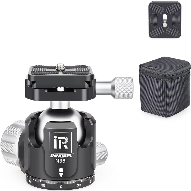 Innorel Low Profile Tripod Ball HeadINNOREL N36 Panoramic CNC Metal Camera Tripod Ball Head with Two 14 Screw Arca Swiss Quick Release Plates for TripodMonopodDSLRCamcorder Max Load 44lbs20kg - Image 2