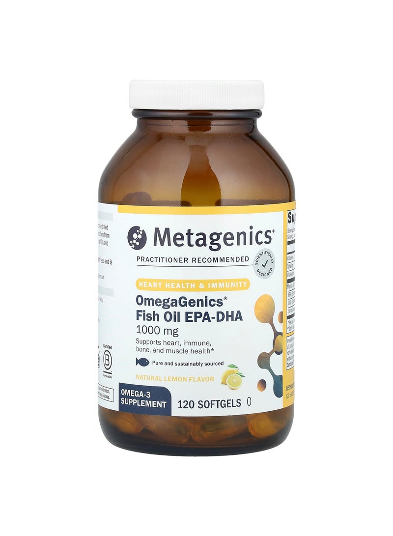 Metagenics OmegaGenics®, Fish Oil EPA-DHA, Natural Lemon, 1,000 mg, 120 Softgels
