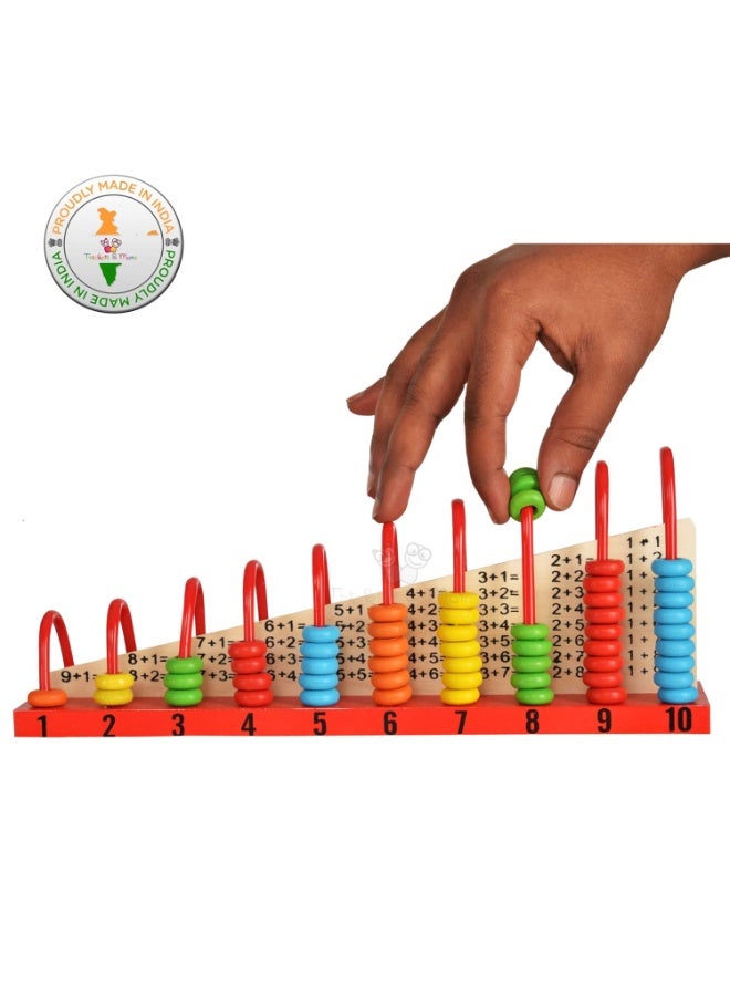 عداد حسابات خشبي | عدّ وجمع وطرح باستخدام المعداد | مجموعة تعليمية مبكرة لتعلم الرياضيات للأطفال من سن 3 سنوات فما فوق (رف حسابات) - Image 2