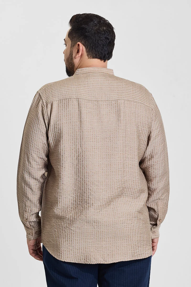 Snitch Brown Brown Textured Regular Fit Plus Size Shirt for Men | Best Price UAE
