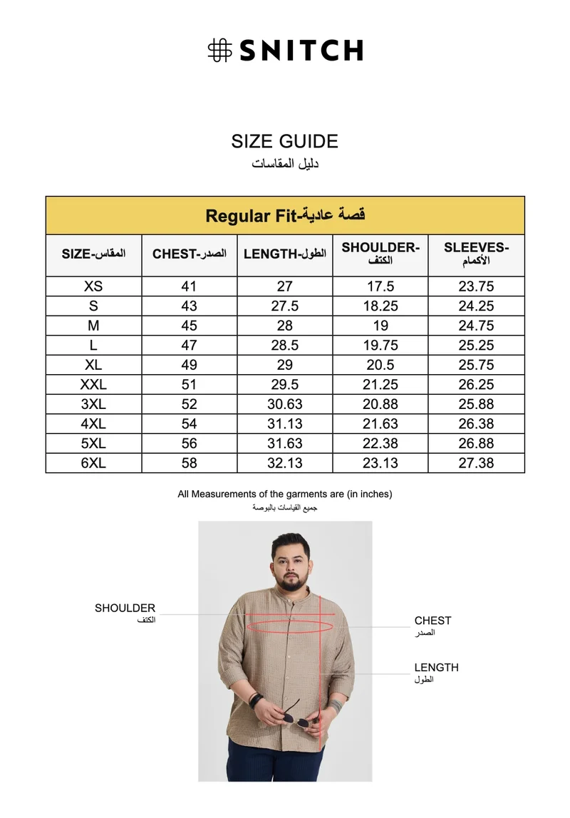 Snitch Brown Brown Textured Regular Fit Plus Size Shirt for Men | Best Price UAE