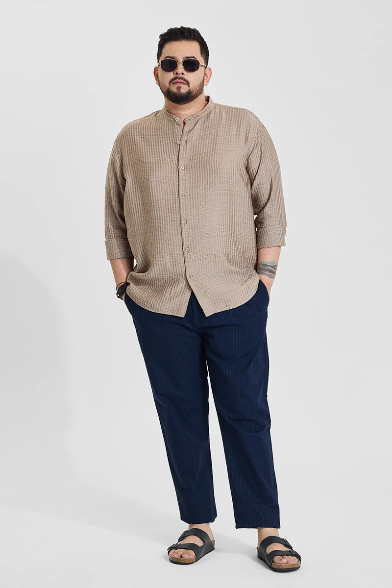 Snitch Brown Brown Textured Regular Fit Plus Size Shirt for Men | Best Price UAE