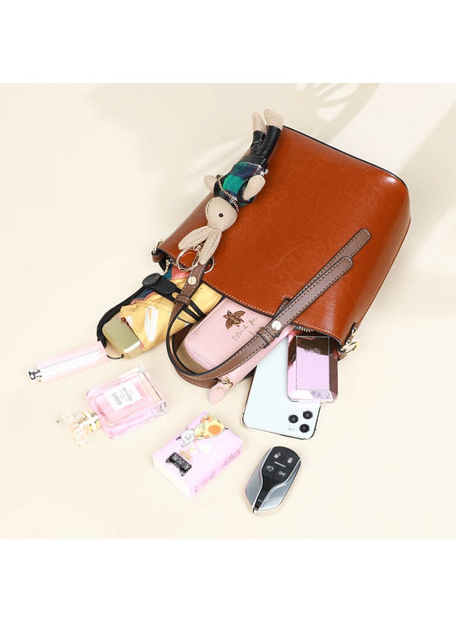 Viney Women's Handbag, Cowhide Bucket Bag, Luxury Tote, Shoulder Bag, Crossbody Bag, Practical Birthday And Mother's Day Gift For Mom - Image 4