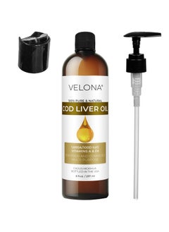 velona Cod Liver Oil - 8 Fl Oz | 1,000A/100D IU/g Omega 3 Vitamins A & D3 | Norwegian Arctic Sustainably Sourced Nordic Oil | Hair, Body and Skin Care | Use Today - Enjoy Results - pzsku/Z258F6F4276D333782114Z/45/_/1739864623/bfa79c27-8043-49d3-bffd-33ea075586a7