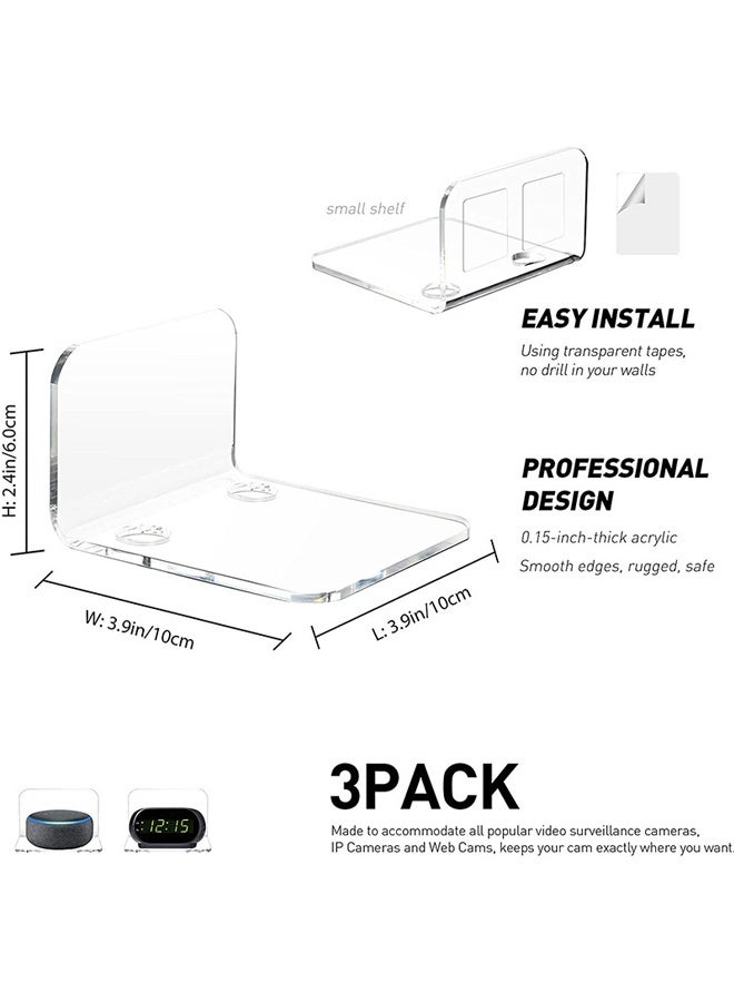 Acrylic Floating Wall Shelves Storage Set of 3 - Small Shelf , 10-Piece Strong Tapes, No Drill (Clear) - Image 3