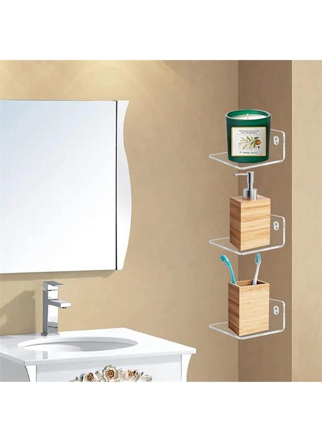 Acrylic Floating Wall Shelves Storage Set of 3 - Small Shelf , 10-Piece Strong Tapes, No Drill (Clear) - Image 4