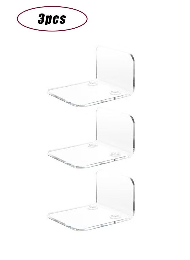 Acrylic Floating Wall Shelves Storage Set of 3 - Small Shelf , 10-Piece Strong Tapes, No Drill (Clear) - Image 1