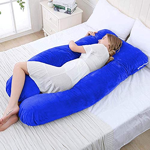 Snoozy SNOOZY Ultra Soft UShape Pregnancy Maternity Pillow Multi Purpose with Removable Cover Zip Royal Blue  - Image 3