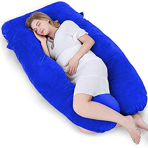 Snoozy SNOOZY Ultra Soft UShape Pregnancy Maternity Pillow Multi Purpose with Removable Cover Zip Royal Blue  - Image 1
