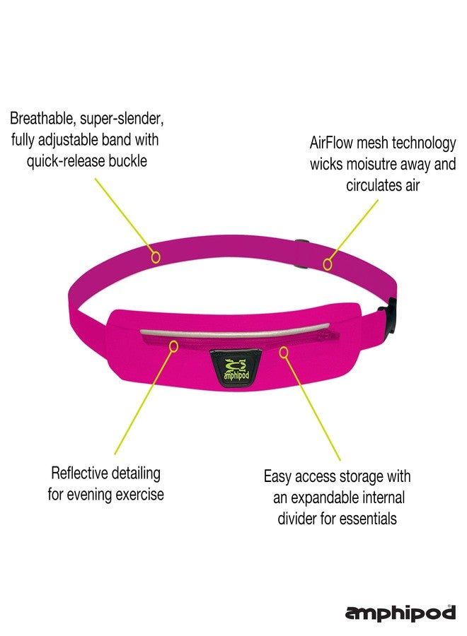 Amphipod AirFlow MicroStretch Belt, Ultra-Light Minimalist Runners Waist Pack Bag for Running, Jogging, Men & Women - Pink/Silver - L - Image 2