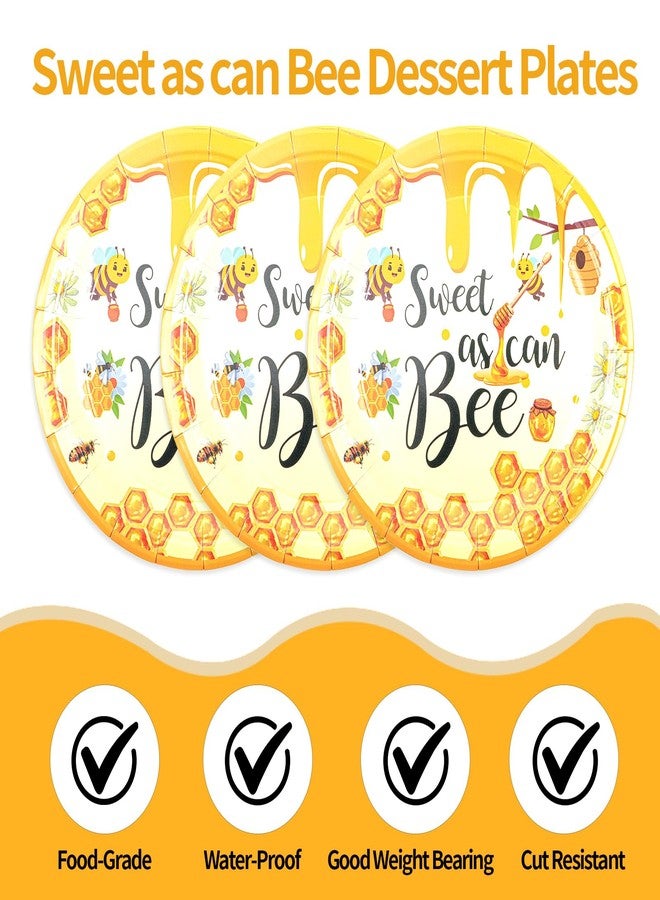 HFBOBP 75PCS Bee Decorations for Party, Sweet as Can Bee Paper Plates and Napkins with Forks Disposable Dessert Tableware Parties Favors for Birthday Party Supplies Decorations - Image 4