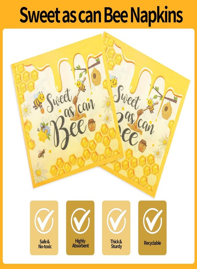 HFBOBP 75PCS Bee Decorations for Party, Sweet as Can Bee Paper Plates and Napkins with Forks Disposable Dessert Tableware Parties Favors for Birthday Party Supplies Decorations - Image 5