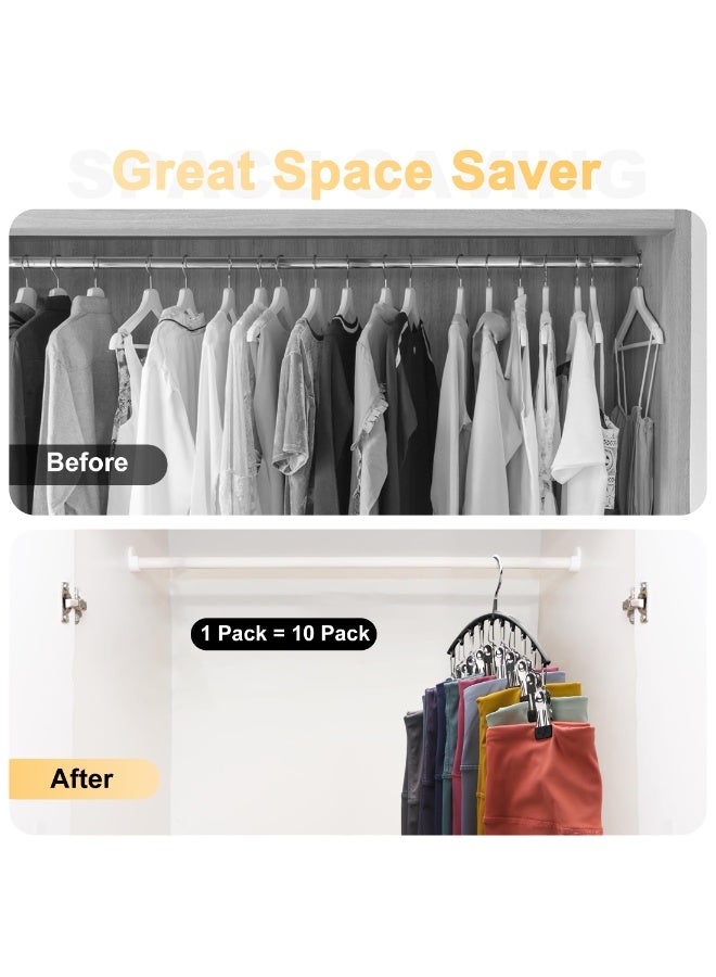 Legging Organizer for Closet, Metal Yoga Pants Hangers 1 Pack w/10 Clips Holds 10 Leggings, Space Saving Hanging Closet Organizer w/Rubber Coated Closet Organizers and Storage, Black - Image 3