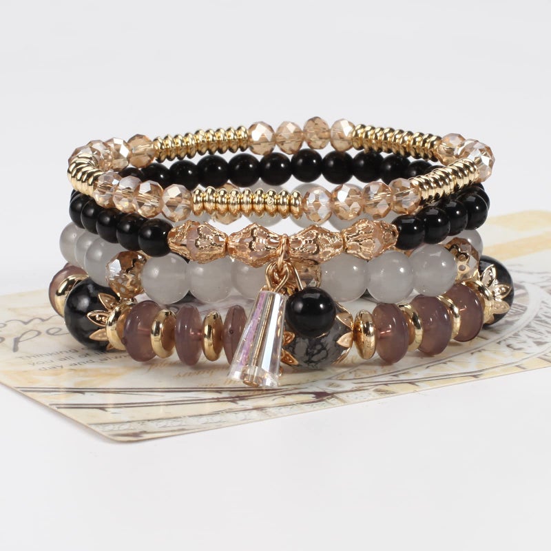 Lonext Bohemia Stackable Bracelets for Women Vintage Multi Layer Beads Bracelets Charm Stretch Beach Bangle - Image 2