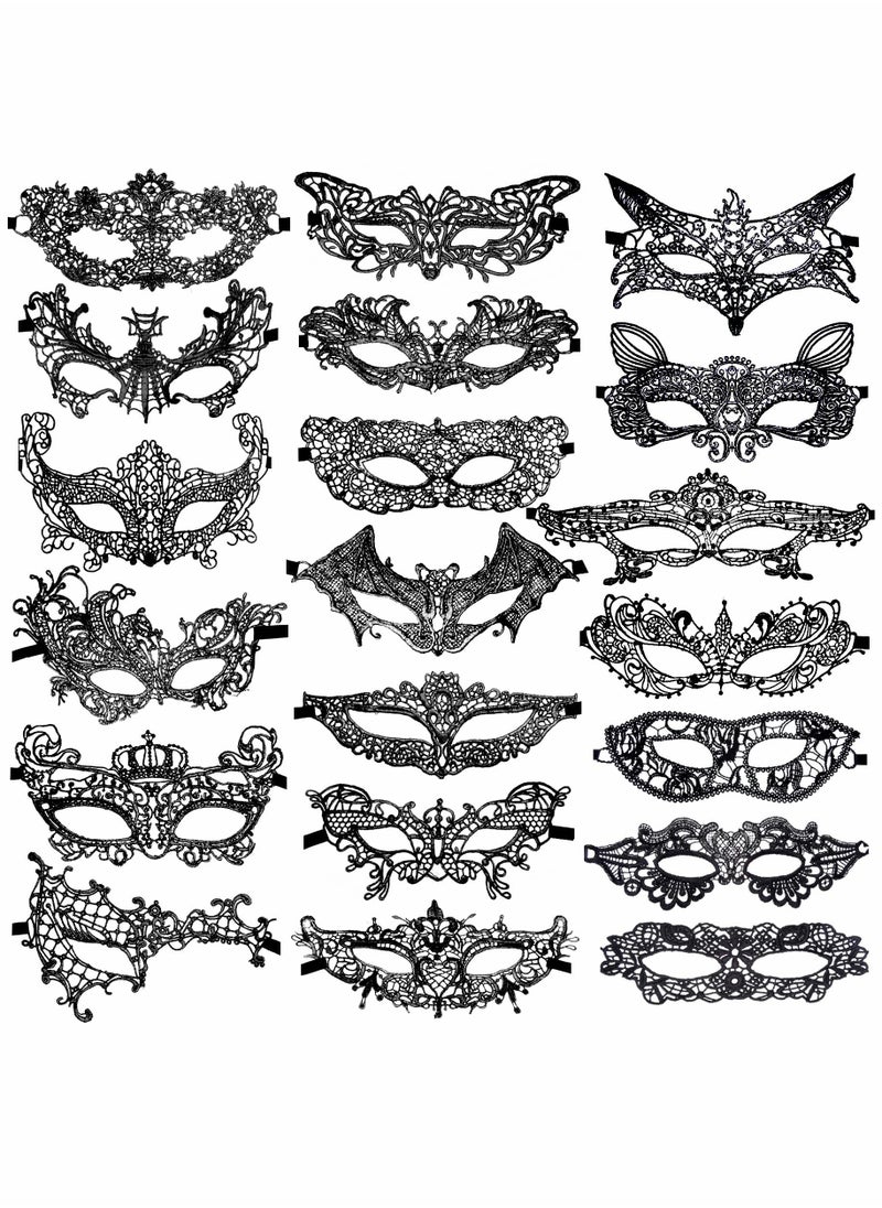 Masquerade Masks Bulk Lace Mask, 20 Pieces Women Black Venetian Mask for Party Ball  - Image 1