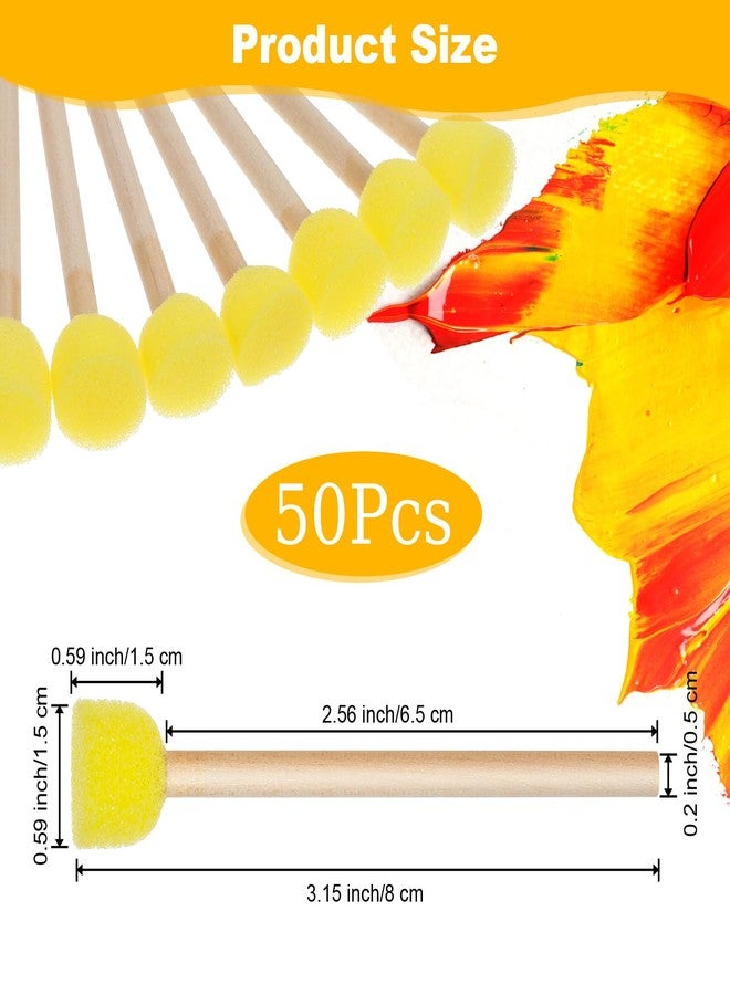 EupHHonycs 50Pcs 0.6'' Round Sponge Foam Brush Paint Sponge with Wooden Handle Foam Stencil for Acrylic Painting, Painting Tools for Arts and Crafts - Image 2