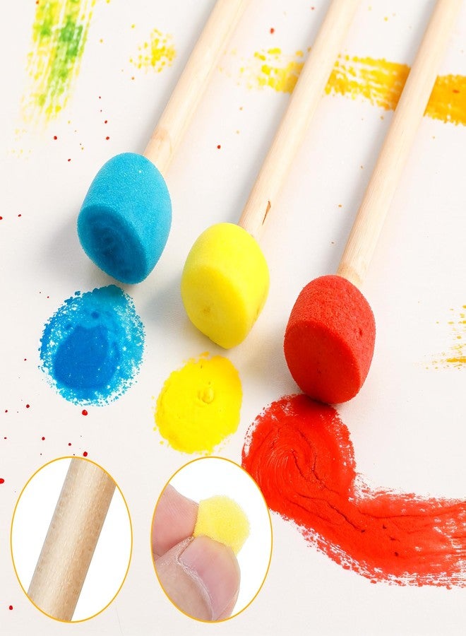 EupHHonycs 50Pcs 0.6'' Round Sponge Foam Brush Paint Sponge with Wooden Handle Foam Stencil for Acrylic Painting, Painting Tools for Arts and Crafts - Image 4