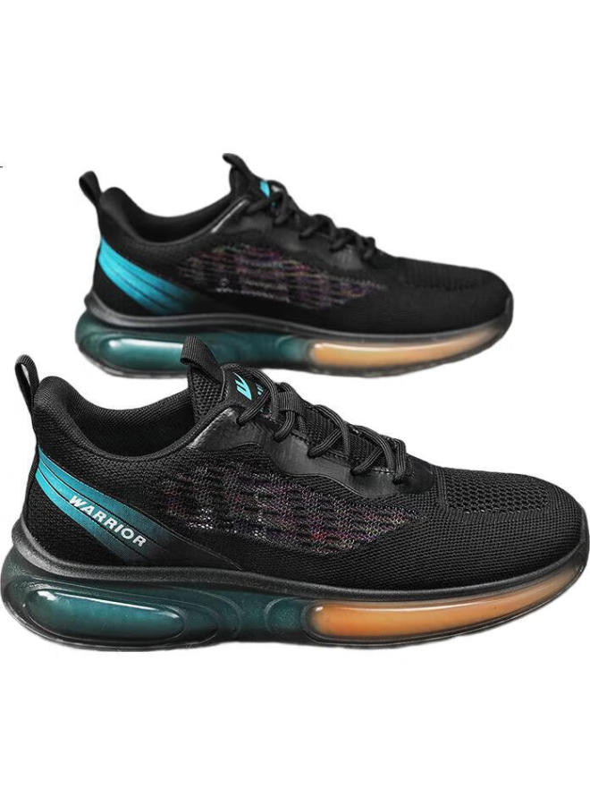 Pull Back Warrior Men'S Flyknit Mesh Shoes Summer New Comfortable Breathable Sports Casual Shoes White/Mist Blue 44 - Image 2