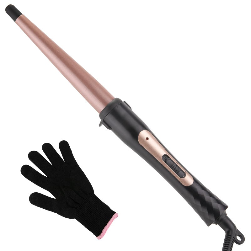 MCODON Tapered Curling Wand 1/2-Inch to 1-Inch Tourmaline Ceramic Barrel Professional Wand Curling Iron for Short Medium Long Hair Two Temperature Settings Dual Voltage Auto Shut-Off - Image 1