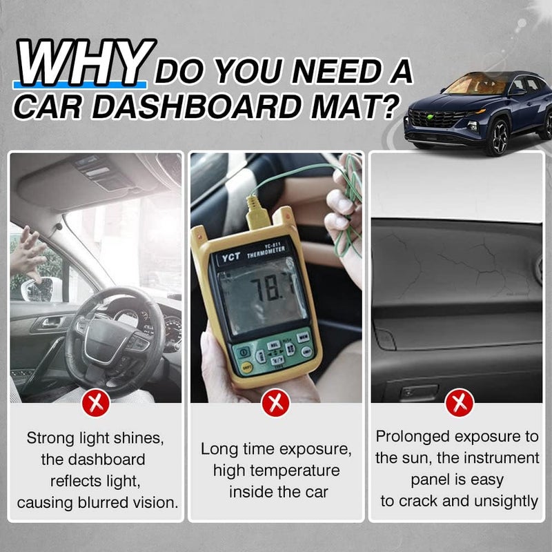 Autorder Different assemble options Dashboard Cover Mat for Hyundai Tucson 2022 2023 2024 Accessories Dash Cover Flannel Dash Mat Sunshade Glare UV Rays Protector (Only fit 4.2 inch Digital Cluster,not fit 10.25 inch) Cross-material combo compatible - Image 2