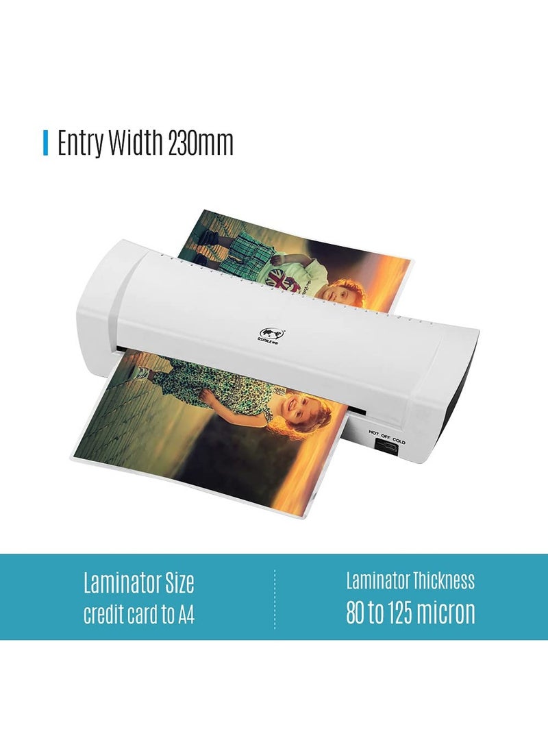 OSMILE - OSMILE SL200 A4A5A6 Laminator,Hot And Cold Laminating Machine,Thermal Lamination for A4/A5/4R with 15 Laminating Sheets, Personal Laminator with Paper Trimmer and Corner Rounder for Home Office School - Image 1
