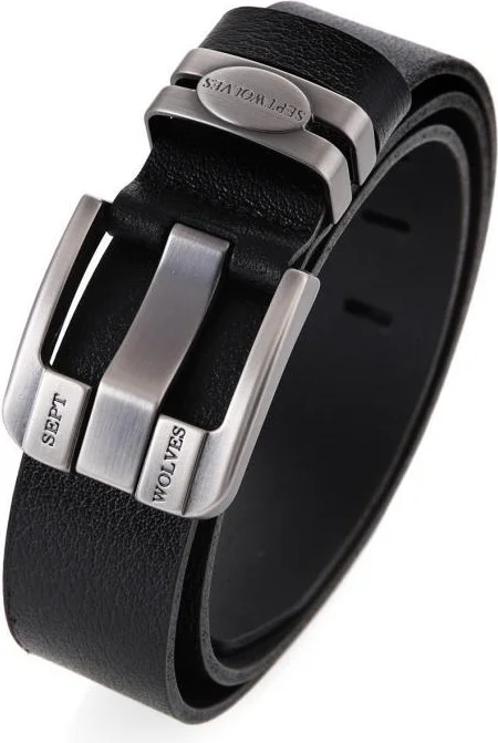 Septwolves Leather Metal Buckle Black Men's Belt