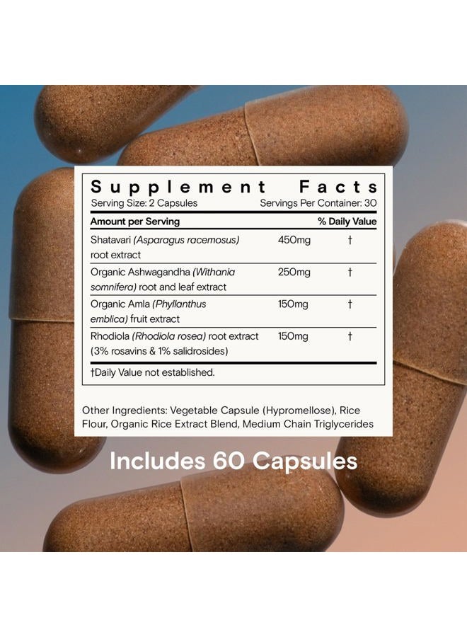 Moon Juice SuperYou - Bottle (60 Capsules) - Energy, Mood & Focus - Organic Ashwagandha Supplements - Cortisol Reducer - Reusable Glass Bottle - 3rd Party Tested - 100% Traceable - Vegan & Non GMO - Image 5