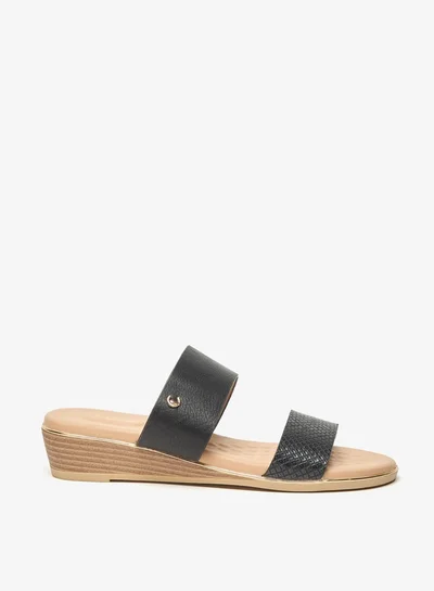 لو كونفورت Women's Textured Slip-On Sandals with Wedge Heels