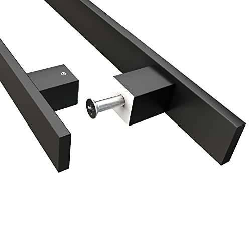 BARNSMITH 18" Barn Door Push Pull Handle,Heavy Duty Grade-304 Stainless Steel Square Commercial Door Handle,Entrance Entry Front, Office Handle Pull Set for Wood Glass Panel,Black - Image 4
