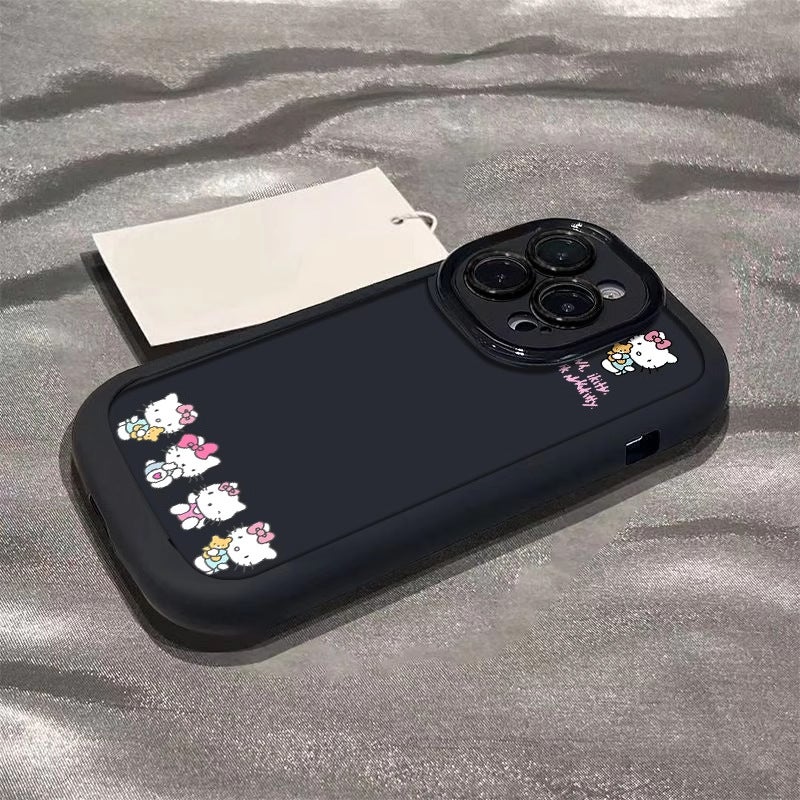 Five Little Hello Kittys Suitable for Apple 16Promax Mobile Phone Case Iphone15 Puff 14 Cartoon 13 Anti-Fall 12 - Image 1