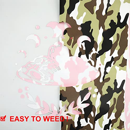 FUNKAKA Camo Army Earthy HTV Heat Transfer Vinyl Rolls, 12" x 9ft Camouflage Iron on Vinyl for T-Shirt, Stretchy PU HTV Vinyl for All Cutter Machines Easy to Cut & Weed for DIY Art Crafts Fabric - Image 4