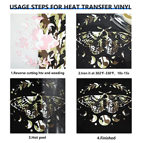 FUNKAKA Camo Army Earthy HTV Heat Transfer Vinyl Rolls, 12" x 9ft Camouflage Iron on Vinyl for T-Shirt, Stretchy PU HTV Vinyl for All Cutter Machines Easy to Cut & Weed for DIY Art Crafts Fabric - Image 5
