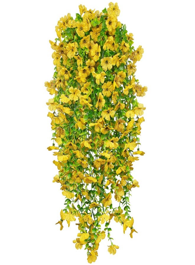 GhuaH 4 Pcs Artificial Hanging Flowers for Outdoors Spring Summer Yellow Faux Silk Daisy Flowers UV Resistant Realistic Fake Hanging Plants for Outside Home Indoor Planter Porch Garden Yard Decor - Image 1