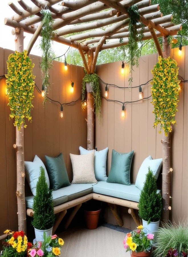 GhuaH 4 Pcs Artificial Hanging Flowers for Outdoors Spring Summer Yellow Faux Silk Daisy Flowers UV Resistant Realistic Fake Hanging Plants for Outside Home Indoor Planter Porch Garden Yard Decor - Image 4