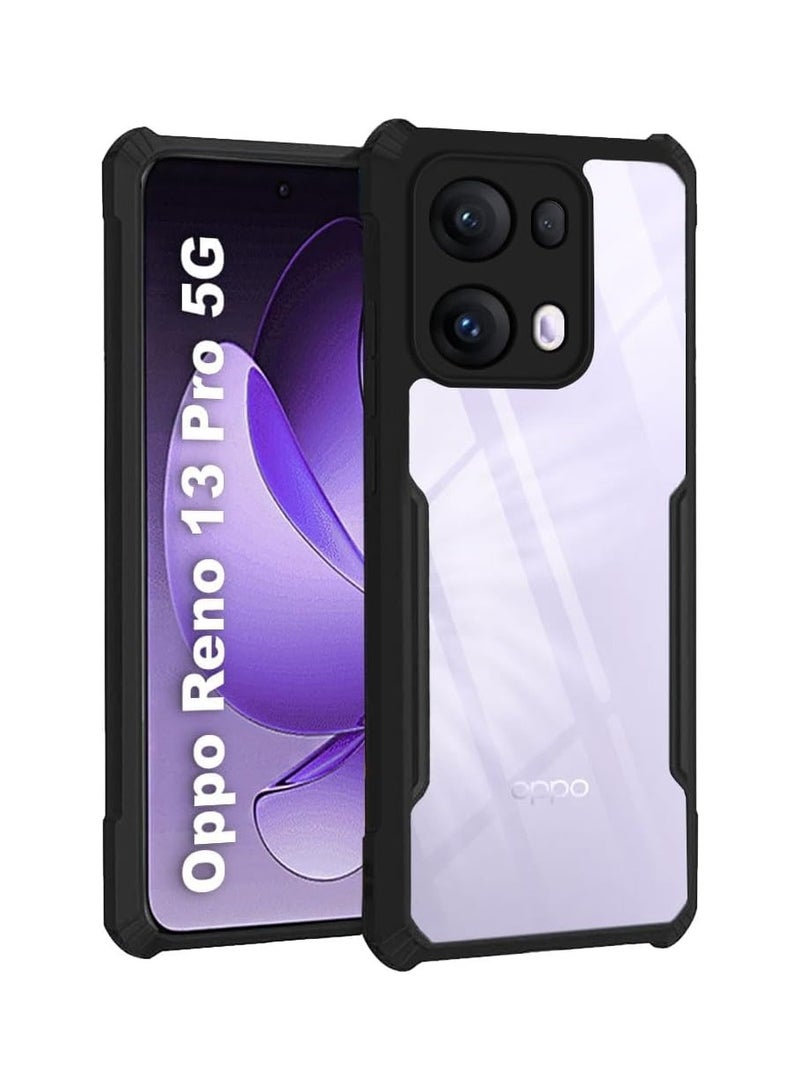 Case for Oppo Reno 13 Pro 5G Clear Cover Hard PC Back Cover with Shockproof TPU Black Border 360 Degree Impact Resistant non-Yellowing Transparent Cover For Oppo Reno 13 Pro 5G - Image 1