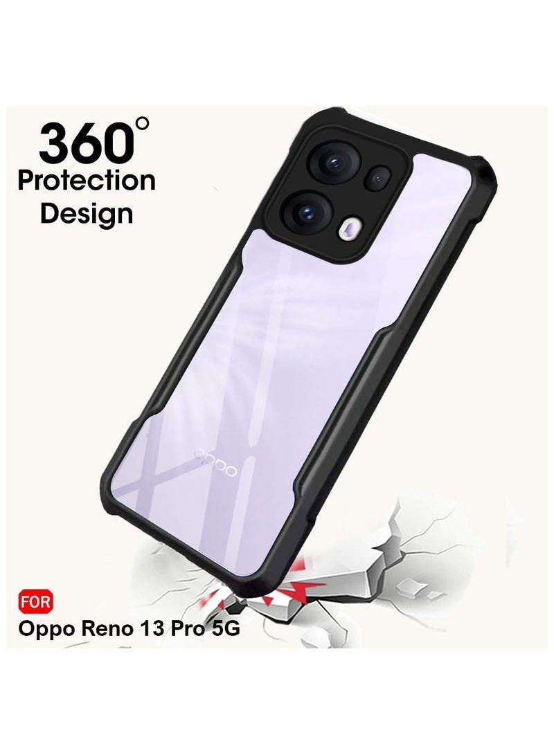 Case for Oppo Reno 13 Pro 5G Clear Cover Hard PC Back Cover with Shockproof TPU Black Border 360 Degree Impact Resistant non-Yellowing Transparent Cover For Oppo Reno 13 Pro 5G - Image 3