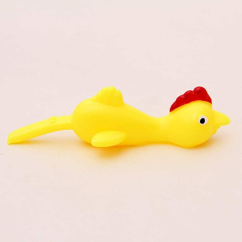Slingshot Chicken: 10 Pcs Yellow TPR Stretchy Rubber, Vivid Cock Shape, Easy To Clean - Prank & Outdoor Activity Toy for Kids & Party Celebrations - Image 2