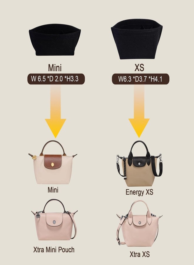 إزتيجو منظم حقيبة ZTUJO لحقيبة Le Pliage mini و Xtra XS، وحقيبة Xtra XS (Le Pliage Energy/Xtra XS، أسود) - Image 4