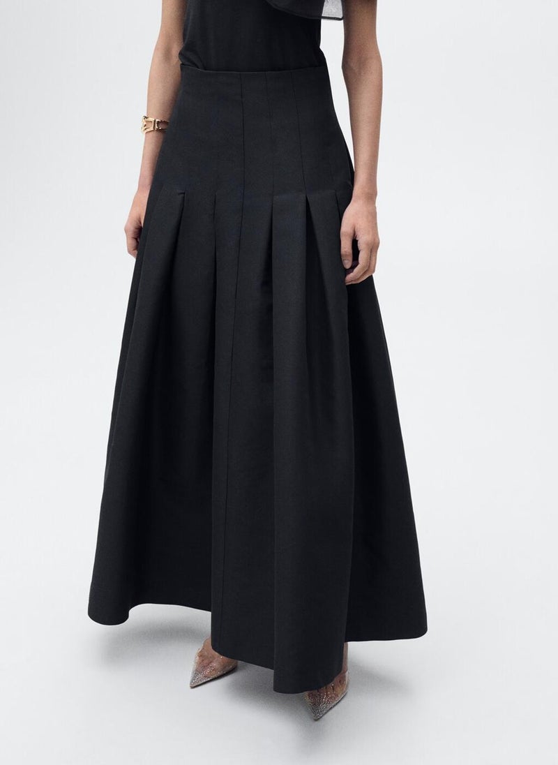 MANGO Flared Pleated Detail Skirt  - Image 4