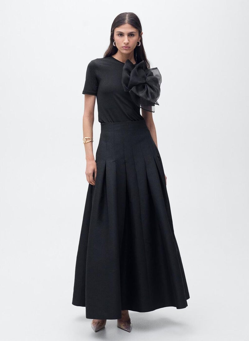 MANGO Flared Pleated Detail Skirt  - Image 1