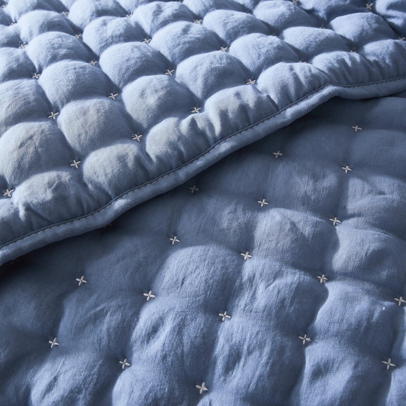 WDCOZY Blue Queen Size Quilt Bedding Sets with Pillow Shams, Lightweight Soft Bedspread Coverlet, Quilted Blanket Thin Comforter Bed Cover, All Season Summer Spring, 3 Pieces, 90x90 inches - Image 5