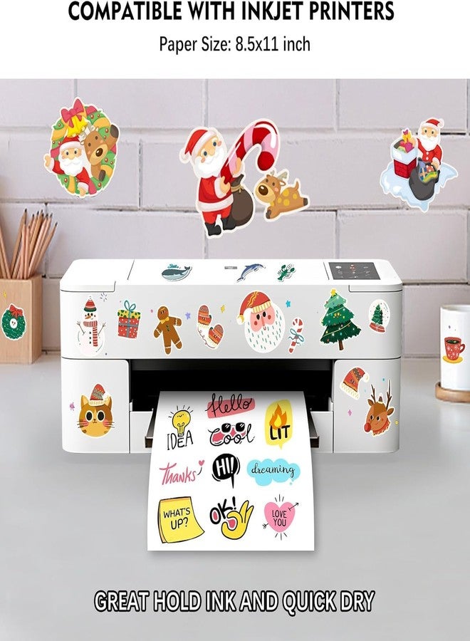 Aevdor 30 Sheets Premium Printable Vinyl Sticker Paper for Inkjet Printer, Glossy White Waterproof, Dries Quickly, Vivid Colors, Tear Resistant, 8.5x11 Inkjet Vinyl Sticker Paper Great for Cutting Machines - Image 3