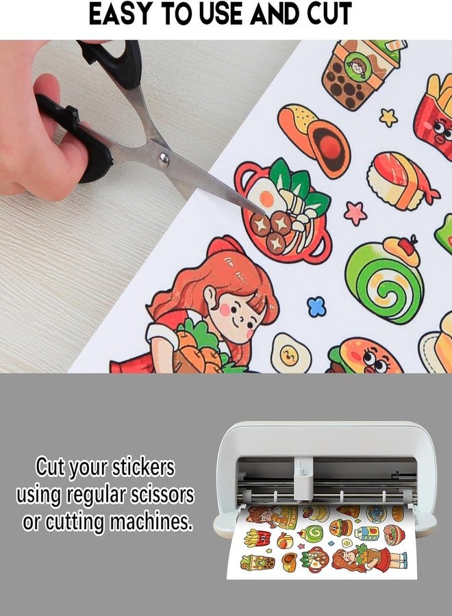 Aevdor 30 Sheets Premium Printable Vinyl Sticker Paper for Inkjet Printer, Glossy White Waterproof, Dries Quickly, Vivid Colors, Tear Resistant, 8.5x11 Inkjet Vinyl Sticker Paper Great for Cutting Machines - Image 4