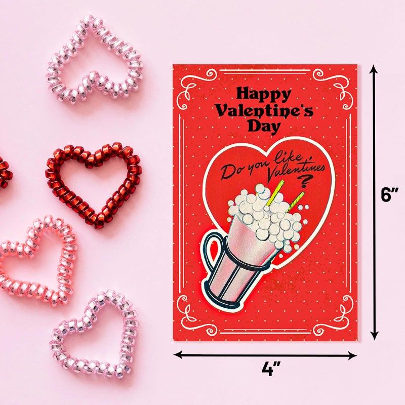 ceiba tree Vintage Valentines Day Cards Retro Dessert Sweet Heart Happy Valentine's Day Greeting Card Bulk with Envelopes for Kids Adults Classroom Gifts Party Favors - Image 3