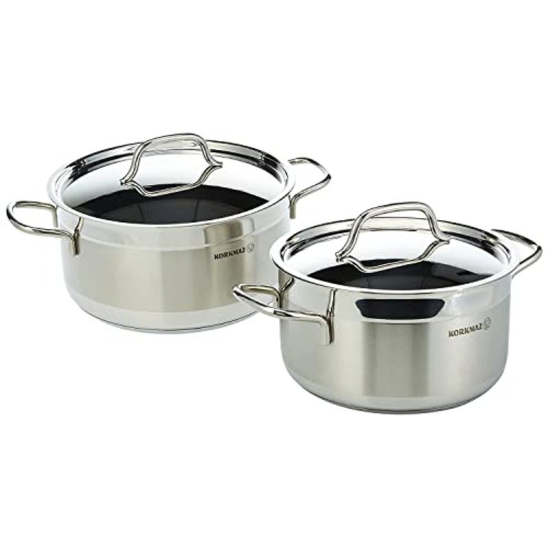Alfa 9 Pieces Tri-Ply Bottom Stainless Steel Cookware Set Sandwich Bottom Induction Compatible Cookware Pots and Pans Set Silver - KA1660 - Image 3