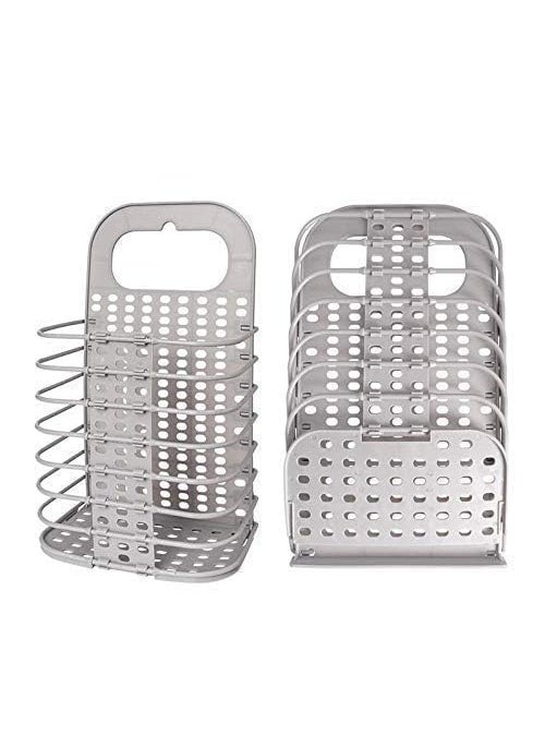 PURCHASE PLUSE PURCHASE PLUSE Wall Mounted Bathroom Hanging Mesh Laundry Basket Toiletry Organization Washing Bin Home Portable Magic Sticker Plastic Laundry Hamper Bag for Bathroom Dirty Clothes  - Image 2