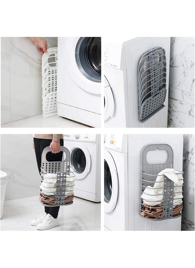 PURCHASE PLUSE PURCHASE PLUSE Wall Mounted Bathroom Hanging Mesh Laundry Basket Toiletry Organization Washing Bin Home Portable Magic Sticker Plastic Laundry Hamper Bag for Bathroom Dirty Clothes  - Image 5