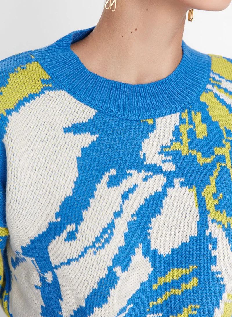 trendyol Crew Neck Printed Sweater